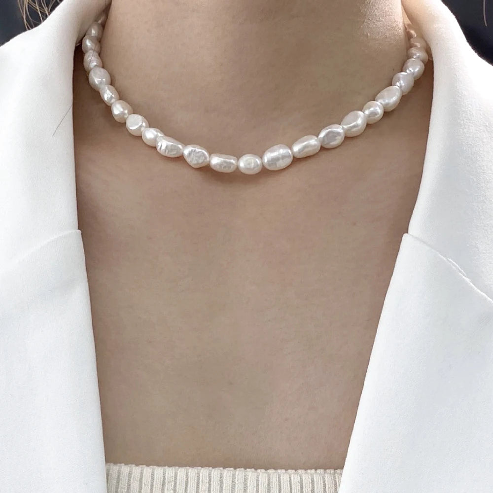 Elegant Dainty Natural Freshwater Pearl Choker Necklace Beaded Pearl Necklace for Women Party Jewelry