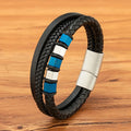 Customize Genuine Leather Bracelets Braided Men's Jewelry with Stainless Steel Magnetic Clasp Leather Bangle OT-313
