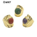 WT-R441 Wholesale Fashion 18k Gold Plated Resist Tarnishable Round Stone Ring Lovely Energy Gemstone Cocktail Ring