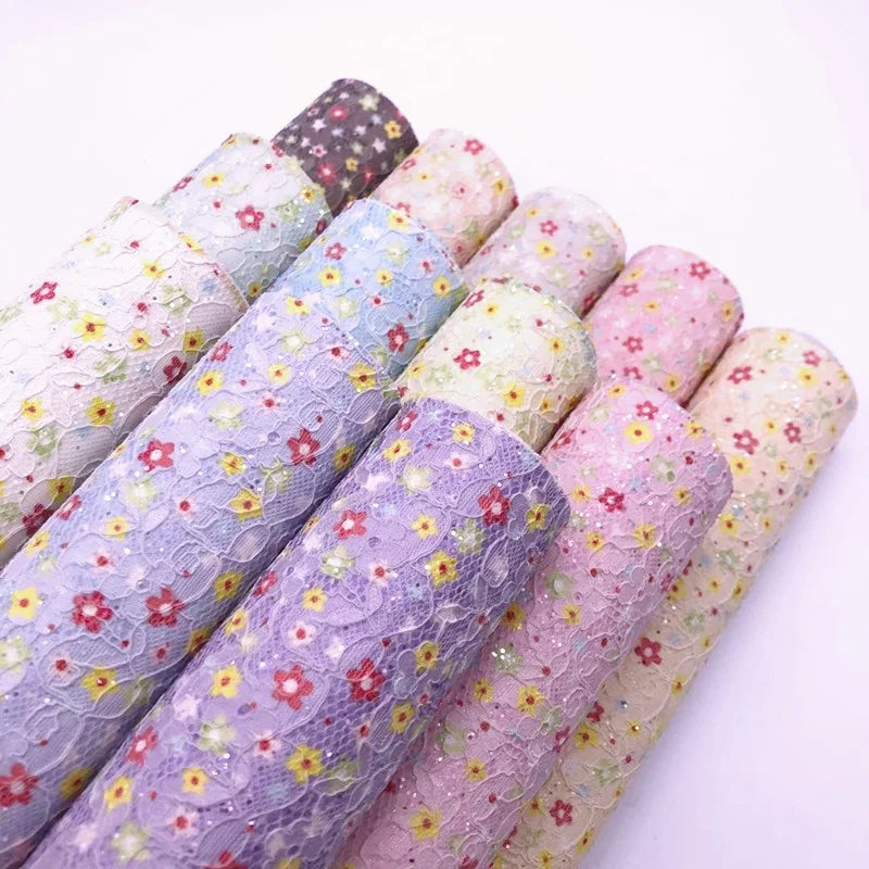 BY6277 Floral Design Lace Mesh Chunky Fabric Hair Bows Earrings Crafts Furniture Bags Upholstery Woven Backing