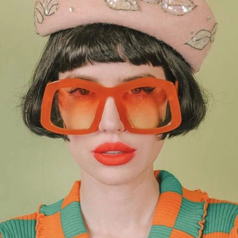 UNOC 2024 Hot Sale Oversized Sunglasses for Women Candy Color with Irregular Frame PC Material UV400 Sunglasses Green Blue Pink
