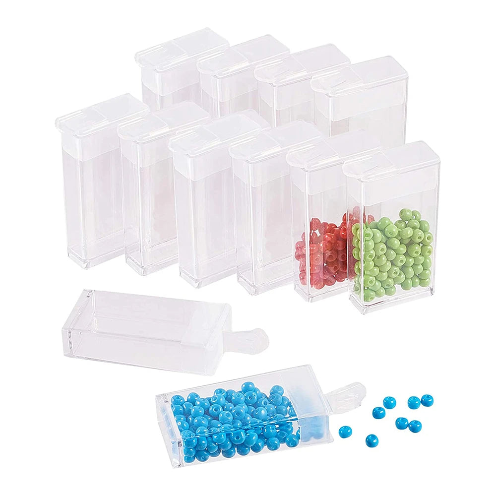 21897  6pcs Set Rectangle Small Findings Jars Jewelry Bead Storage Box with Double Sides Flip Top