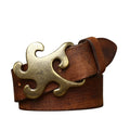 Luxury Solid Copper Plate Buckle Classic 4mm Thick Cow Hide Belts for Men Jeans Casual