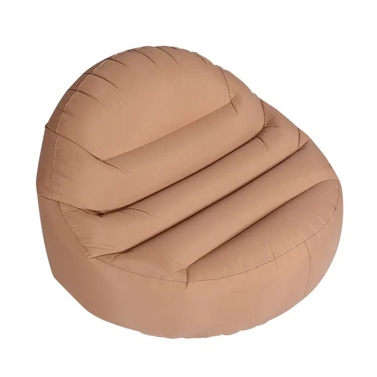 Stylish Modern Foldable TPU Inflatable Chair Sofa Set Light Brown One Seat Indoor/Outdoor Camping Garden Use Built-In Pump