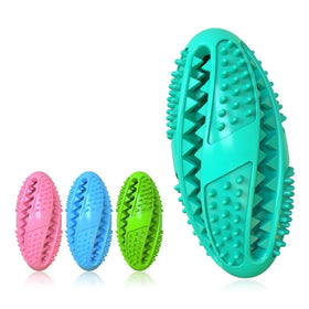 Pet Toys Rubber Bite Resistant Leaky Feeder Molar Teeth Rugby Leaky Feeding Ball Dog TPR Vocal Squeak Chew Toy