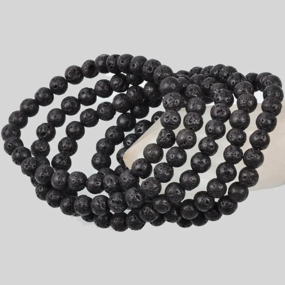 Natural Black Lava Bracelet Volcano Stone Stretch Healing Gemstone Beaded Calm Bracelet for Women Men 4mm 6mm 8mm 7.5" Sizes"