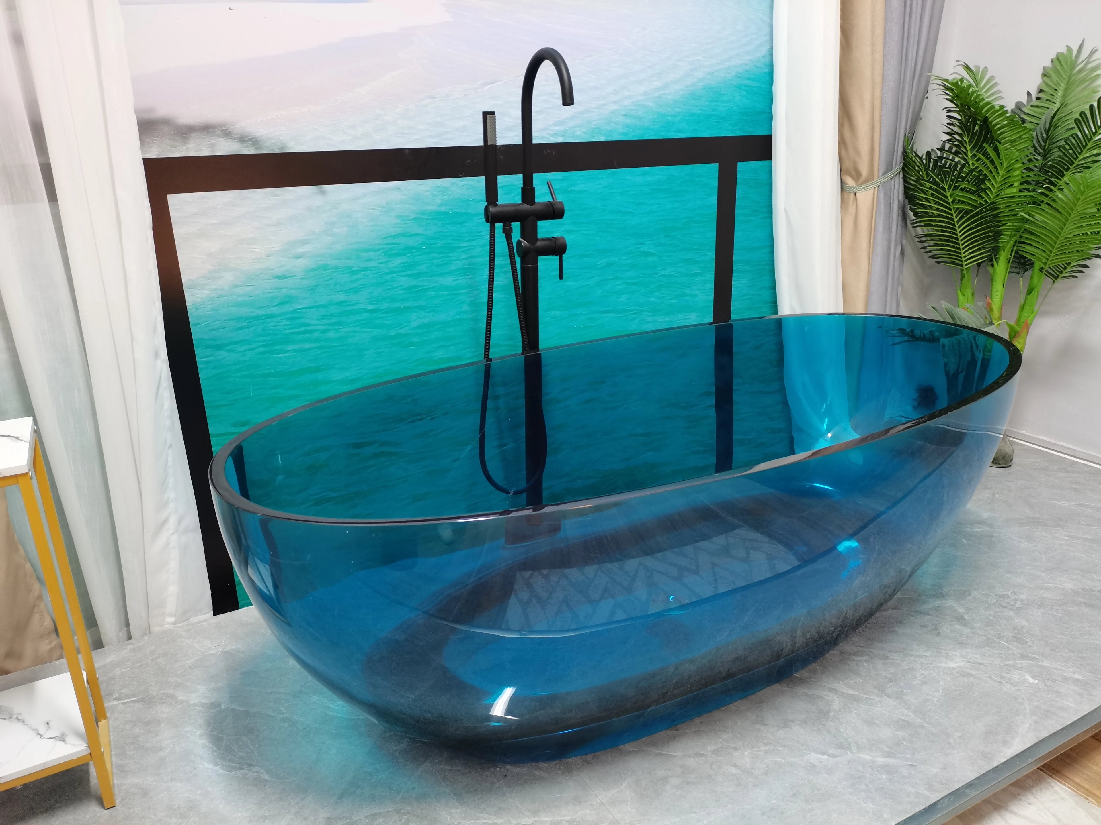 Solid Surface Translucent Treasure Transparent Resin Bathtub Soaking Bathroom Transparent Bathtub Independent Bathtub