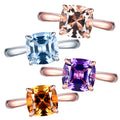 Top Quality Women Real 18k Pure Rose Gold Wedding Colored Natural Aquamarine Morganite Citrine Amethyst Gemstone Rings Jewelry