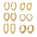 E0239 2025  Popular Earring Set Pendientes High-End Luxury Gold Pigment Hoop Earrings Set Simple Elegant Design Pearl Wholesale