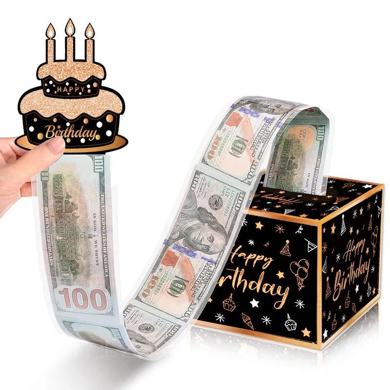 Modern Black Gold Eco-Friendly Synthetic Paper Square Box Four-Color Printed Design Sponge Lining Customizable Color Birthday