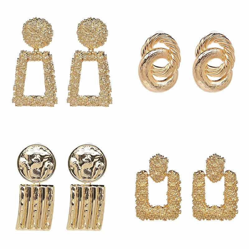 New Fashion Contracted Popular Exaggerated Metal Earrings Female Geometric Earrings