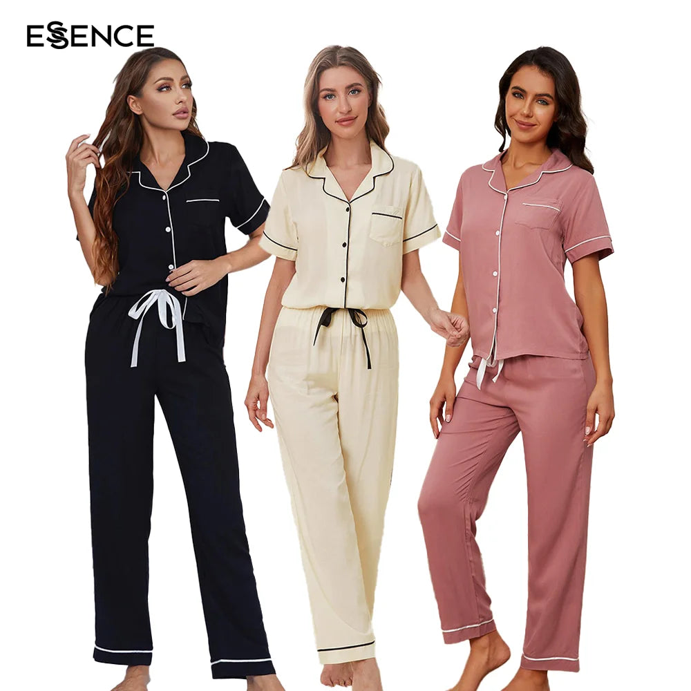 Summer Cotton Pyjamas Short Sleeve Loungewear Pajamas Women Sets Bamboo Pijamas Women's Sleepwear