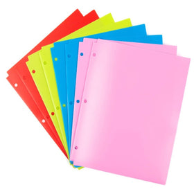 8 Pack Plastic Folders 3 Holes Punched Pockets Plastic Folders 3 Ring Binder Plastic Folders