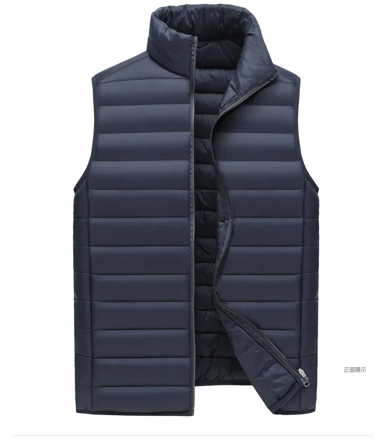 New Winter Casual Men's Quilted Vest Nylon Stand Collar Sleeveless Outerwear Wholesale