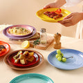 Nordic Colored Ceramic Dinner Plate Cold Dishes Breakfast Steak Dessert Salad Pizza Serving Tray Platter Restaurant Dinnerware