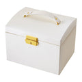 Elegant Custom logo Luxury Large PU Leather Jewelry Box Organizer Mirror Drawer Ring Earring Necklace jewellery Watch Gift Case