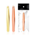 Fast Shipment Customized Logo Stainless Steel  Gold Eyelash  Tweezers Anti-static Rose Gold  Slanted  Eyebrow Tweezers