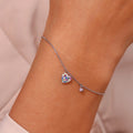 Dreamshow Colorful Crystal Rhinestone Heart Bracelet Rhodium Plated 925 Sterling Silver Charm Bracelet Couple Jewelry