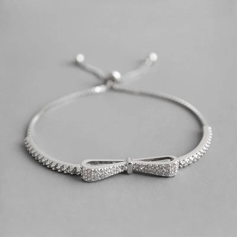 New Fashion Jewelry Sterling Silver 925 Bowknot Cubic Zirconia Bracelet for Women