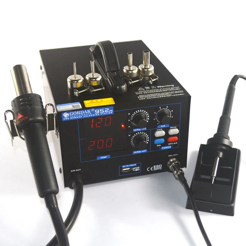 952H Double Digital Display SMD Soldering Station 2 in 1 BGA Rework Welding Station With Hot Air Gun and Solder Iron
