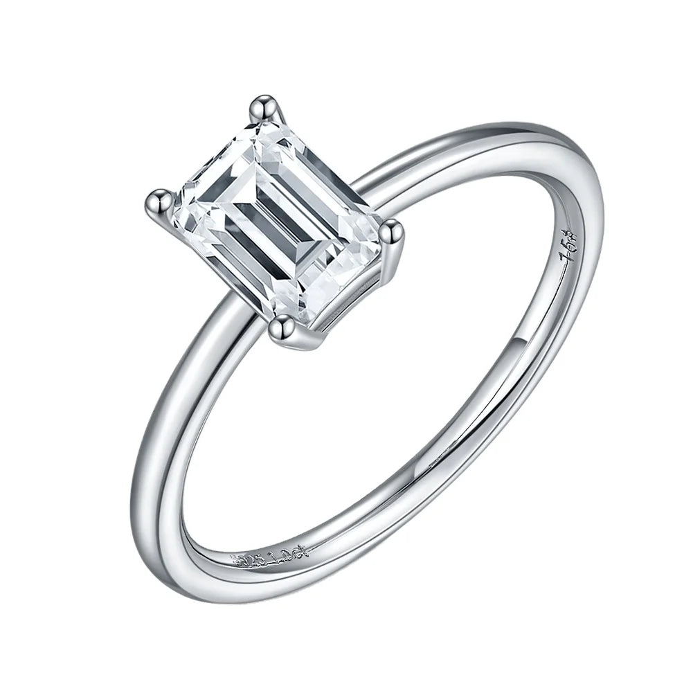 RINNTIN SMR56 Silver Jewelry Gift for Women Moissanite Diamond 1ct DE Color VVS Clarity Anniversary Wedding Engagement Rings
