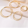 Classic High Polished Simple Round Big Hoops Earrings Stainless Steel 14K 18K PVD Gold Plated  Fashion Jewelry for Women
