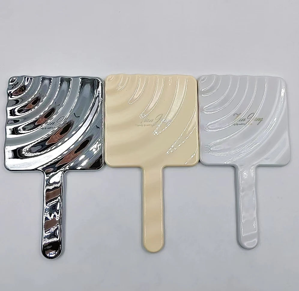 Exquisite Water Ripple Mirror UV Plating Handheld Girl Cute Plastic HD Makeup Mirror Cosmetic Mirror