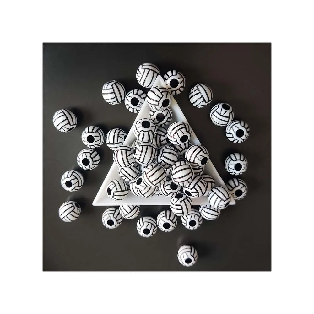 Factory Wholesale Assortment Sports Beads Volleyball Ball Beads 12mm