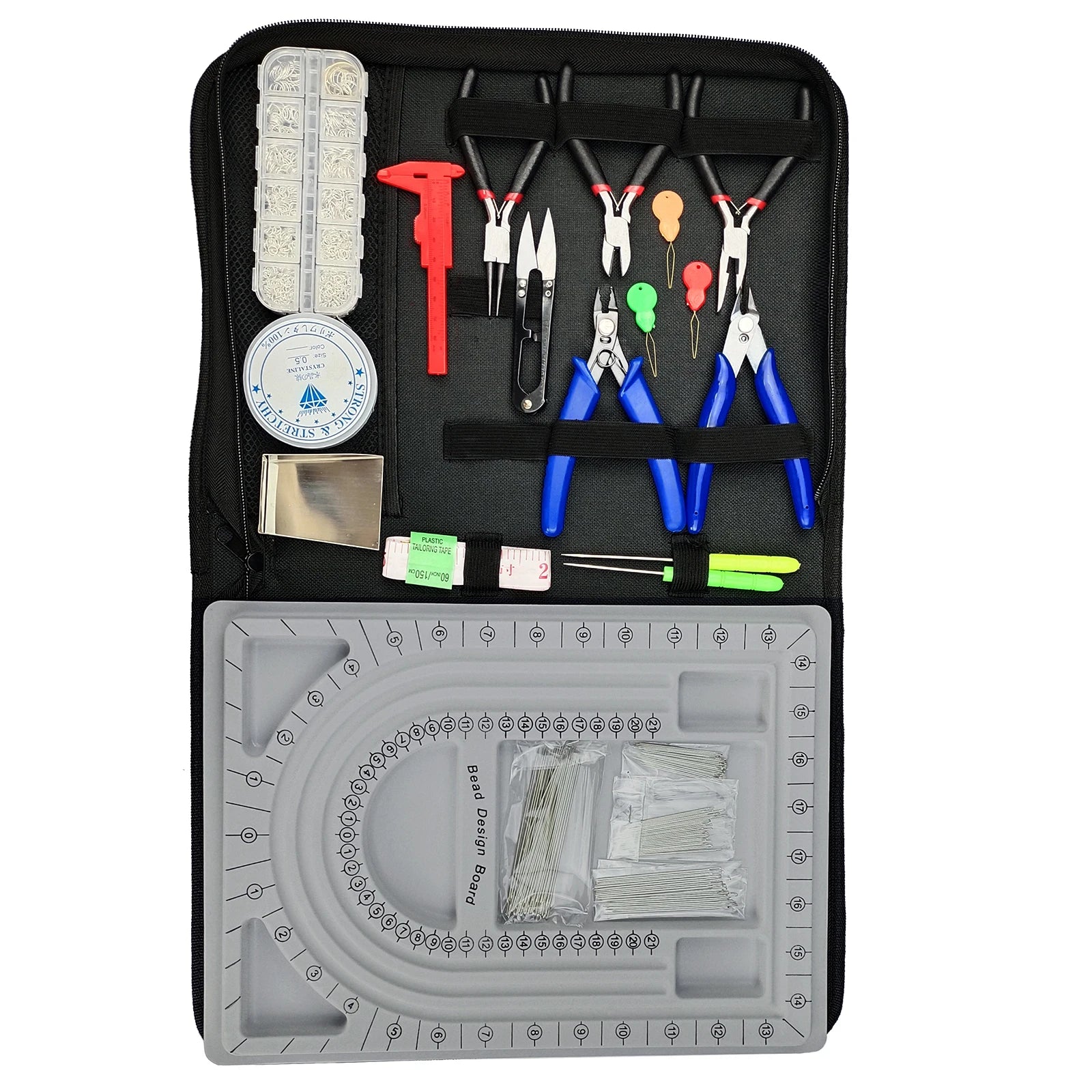 Factory Hot Selling Necklace Bracelet Portable Tool Kit Equipment Tweezers Pliers Caliper Set Box DIY for Jewelry Hands Making