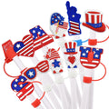 Wholesale American Pvc Rubber Straw Topper Fashion Custom Heart Star Usa Flag 8mm  Straw Topper for Kids Women