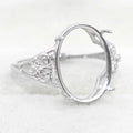 Sterling Silver 12*16mm Semi Mount Ring Empty Frame Blank Support Setting S925 Base Holder Without Center Stone for DIY Inlay