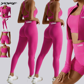 YOKE 2026 Hot Sell Gym Yoga Sets Long Sleeve Jacket Leggings Sports Suits Women Seamless Fitness Yoga Set
