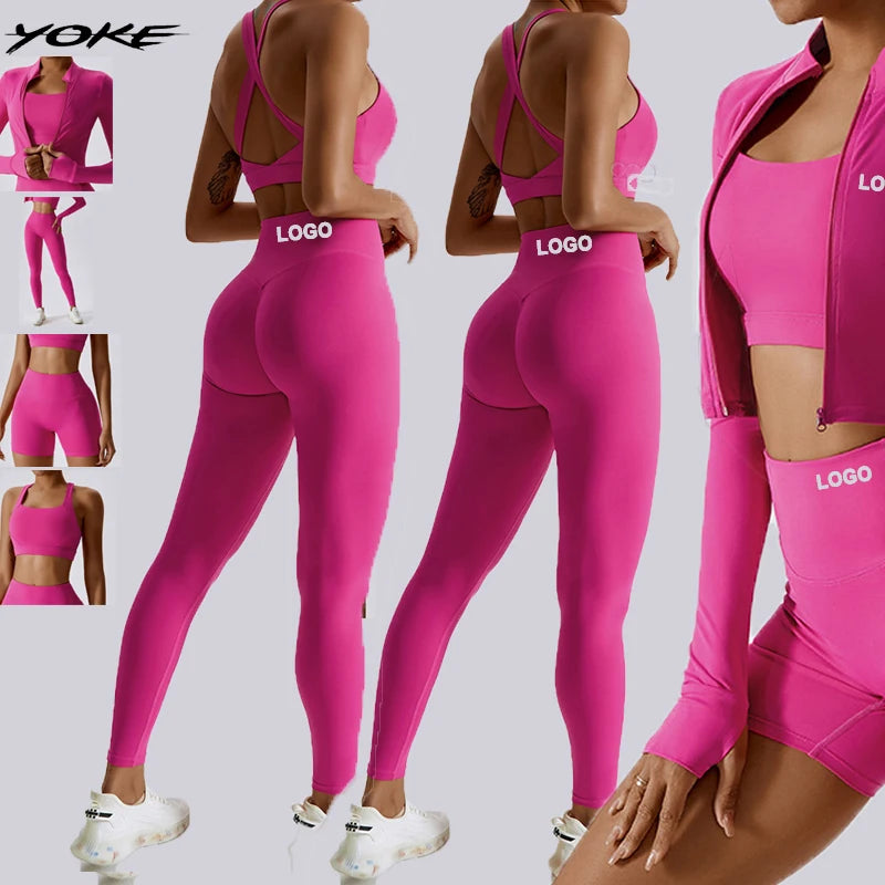 YOKE 2026 Hot Sell Gym Yoga Sets Long Sleeve Jacket Leggings Sports Suits Women Seamless Fitness Yoga Set