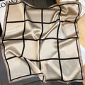 Fashion Ladies Elegant Checkered Print 100% Real Silk Neckerchief Bandanas Women Plaid Printed 70*70cm square Silk Tie Scarves