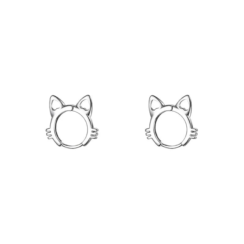Factory Wholesale Silver Hot Sale Hoop Earrings for Women Simple Temperament Exquisite Hot Cat Jewelry Gift