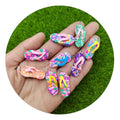 Top Hole Cute Colorful Slippers Flower Shoes 10*12*30mm Miniature Flatback Polymer Clay Soft Beads Pendants