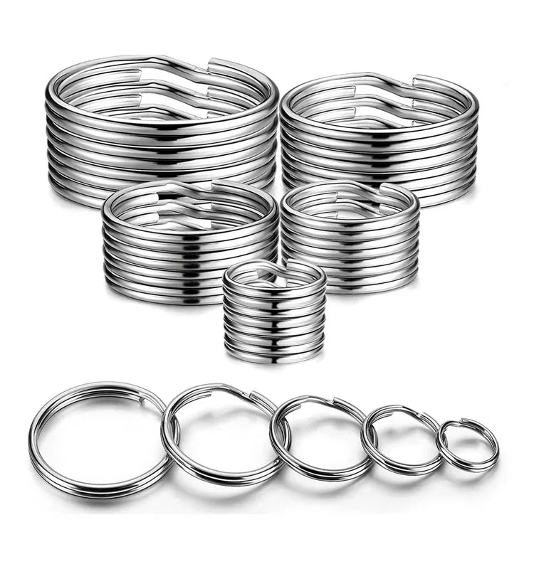 304 Stainless Steel Blank Circle Key Ring for DIY Keychain Jewelry Making Key Holder Split Ring Connector Accessories