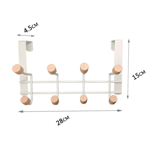 Wooden Metal Coat Towel Robe Clothes Heavy Duty Over Door 8 Hooks Bathroom Door Hanger