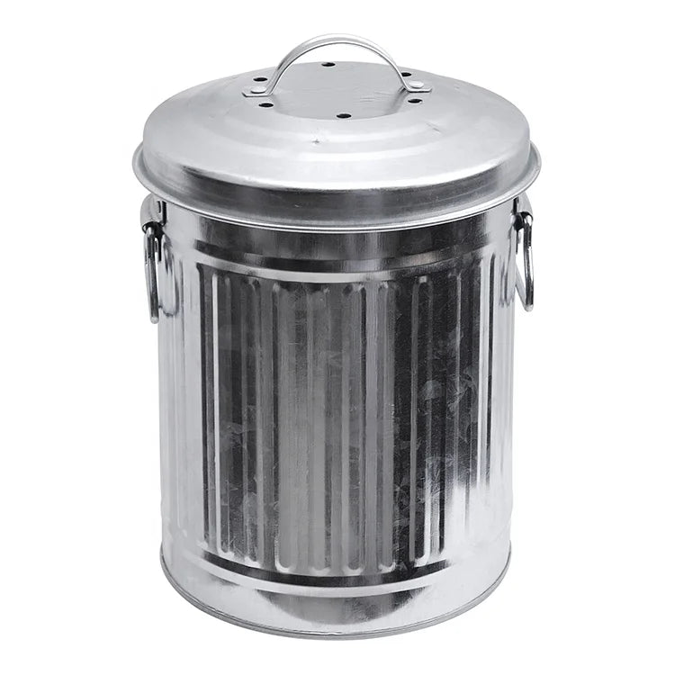 Galvanized Metal Compost Bin with Inner Bucket Countertop Kitchen Compost Pail with Lid Odor-Free Food Waste Composter