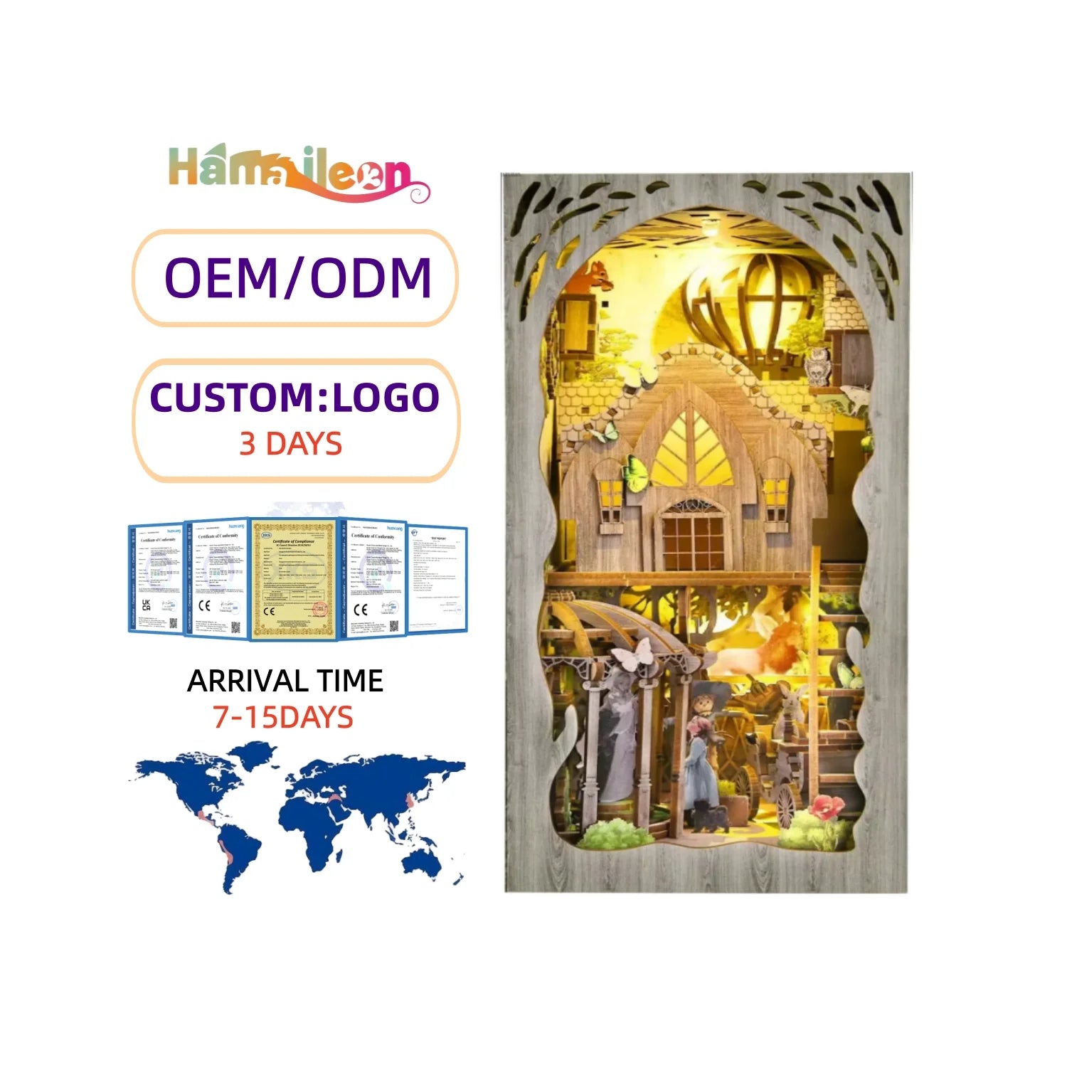 Wooden DIY Book Nook Kit 3D Puzzle For Adults Teens Kids Dorothy Journey Toy With LED Light Doll House Decor