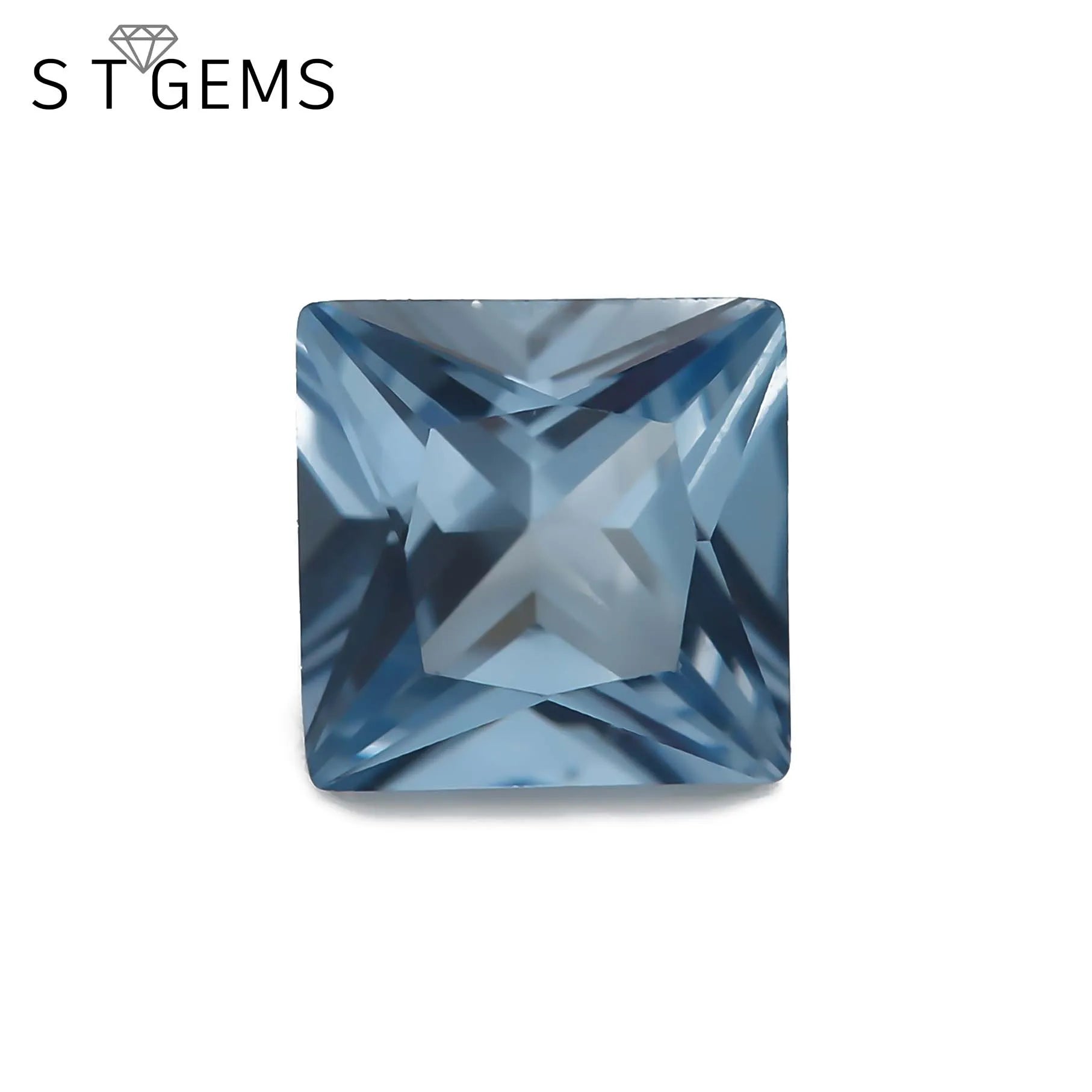 Loose Synthetic Faceted Gemstones 106# Blue Square Cut Spinel Stones for Jewelry