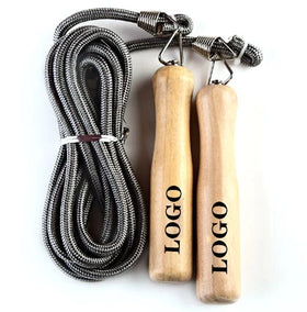 FDFIT Custom Promotional Wooden Jump Ropes Swivel Handled Jumping Skipping Rope with Cotton