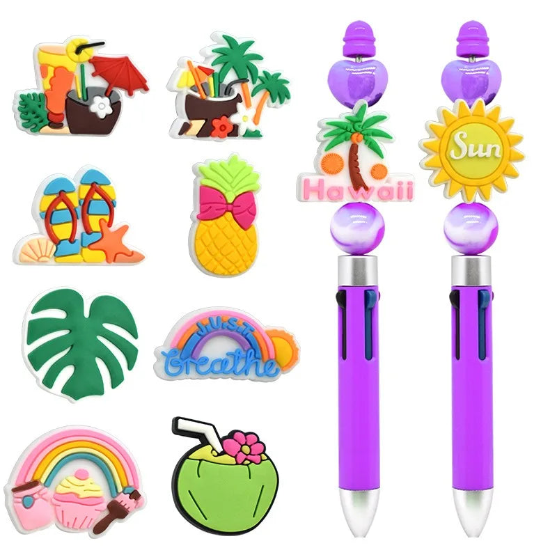 2024 Hot Sale Pen DIY Making Beach Series Rubber Focal Beads Silicone Focal Beads Pen Charms