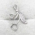 Sterling Silver 4+5+6mm Semi Mount Pendant Empty Frame Blank Support Setting S925 Base Holder Without Center Stone for DIY Inlay