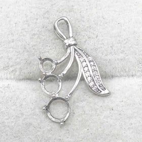 Sterling Silver 4+5+6mm Semi Mount Pendant Empty Frame Blank Support Setting S925 Base Holder Without Center Stone for DIY Inlay