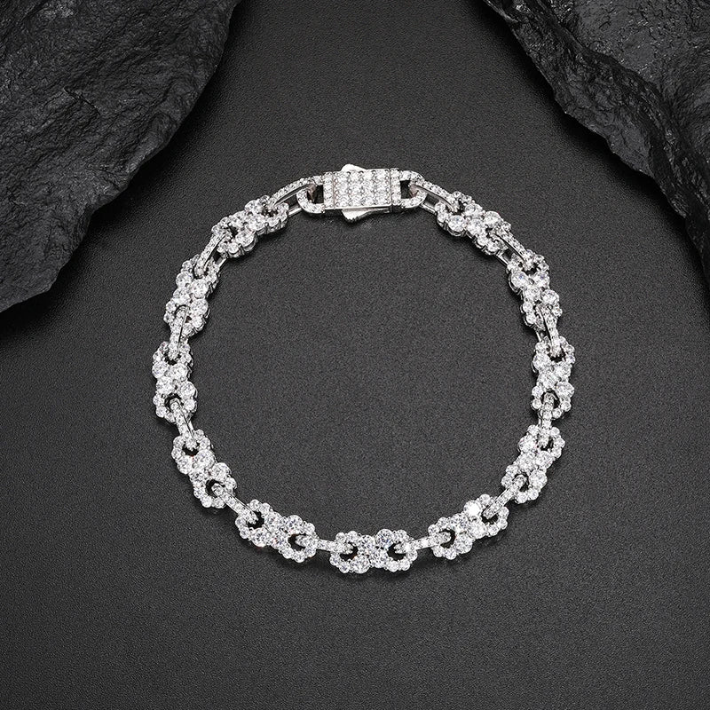 Bling Iced Out Diamond Mens Party  925 Sterling Silver Jewelry Gra Certified Moissanite Infinitely Cuban Bracelet