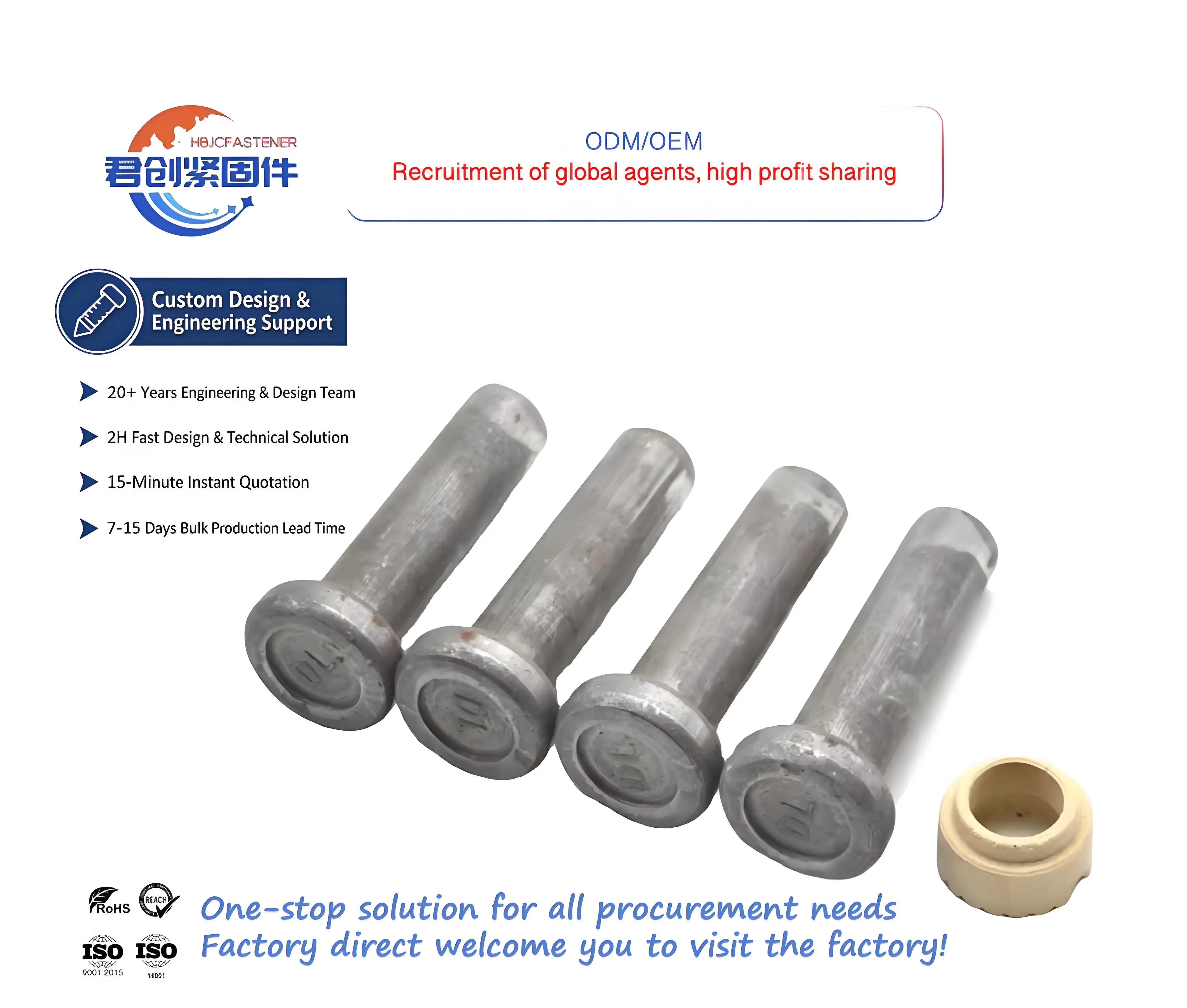 Manufacturer's A2-70 Special Cylindrical Welding Bolt Shear M19M13M16M22 Sizes for Steel Structure Floor Slab Bridge Spot