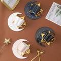 Irregular Nordic Star Moon Shape Plate Gold Handle Ceramic Tea Cup and Saucer Gift Set Porcelain Espress Coffee Mug