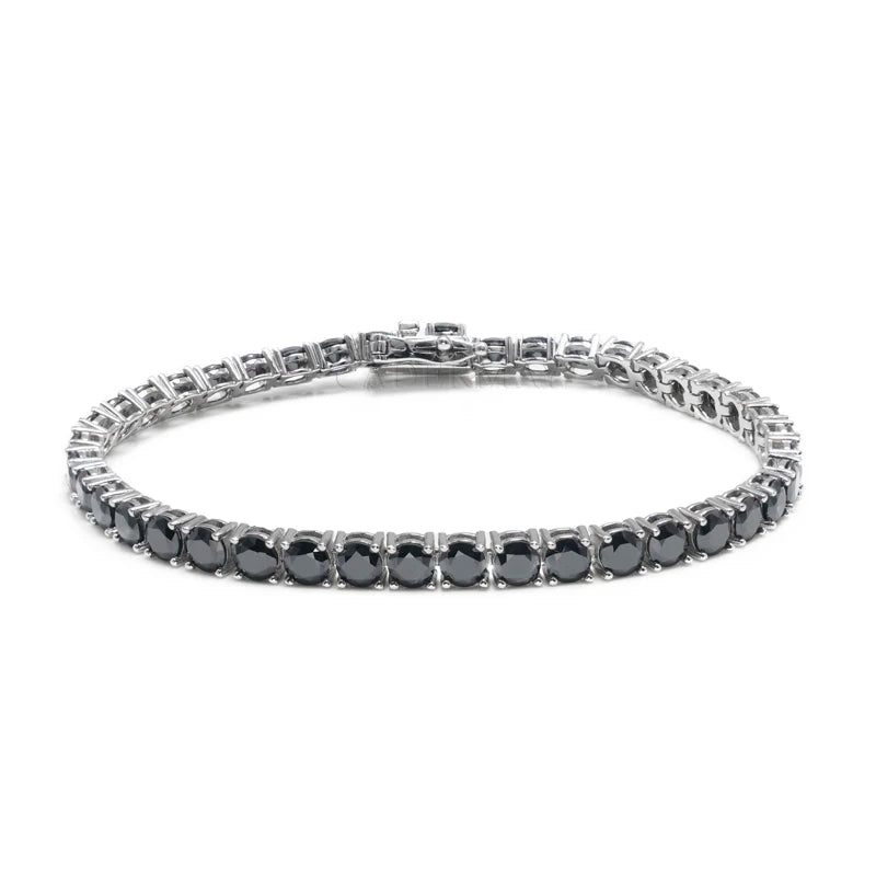 Wholesale Price Iced Out Black Moissanite Tennis Bracelet 925 Sterling Silver 3mm 4mm 5mm Moissamite Diamond Tennis Necklace