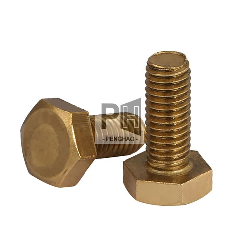 New M8 M10 M12 Brass Hexagon Screw Screw Hexagon Bolts Pure Copper Screws Copper Hex Head Bolt